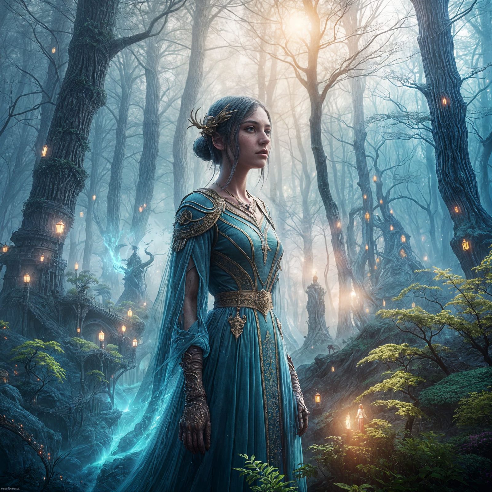 Supportive Friends Console Sad Girl: Fantasy Art