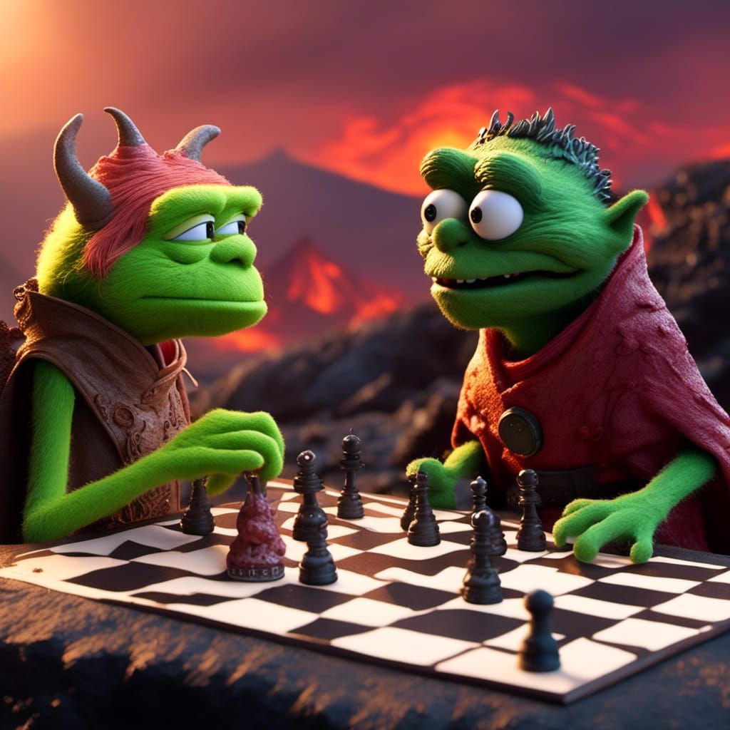 Yoda and Count Von Count Play Chess