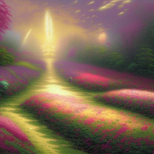 Ethereal Flower Field in a Luminous Style