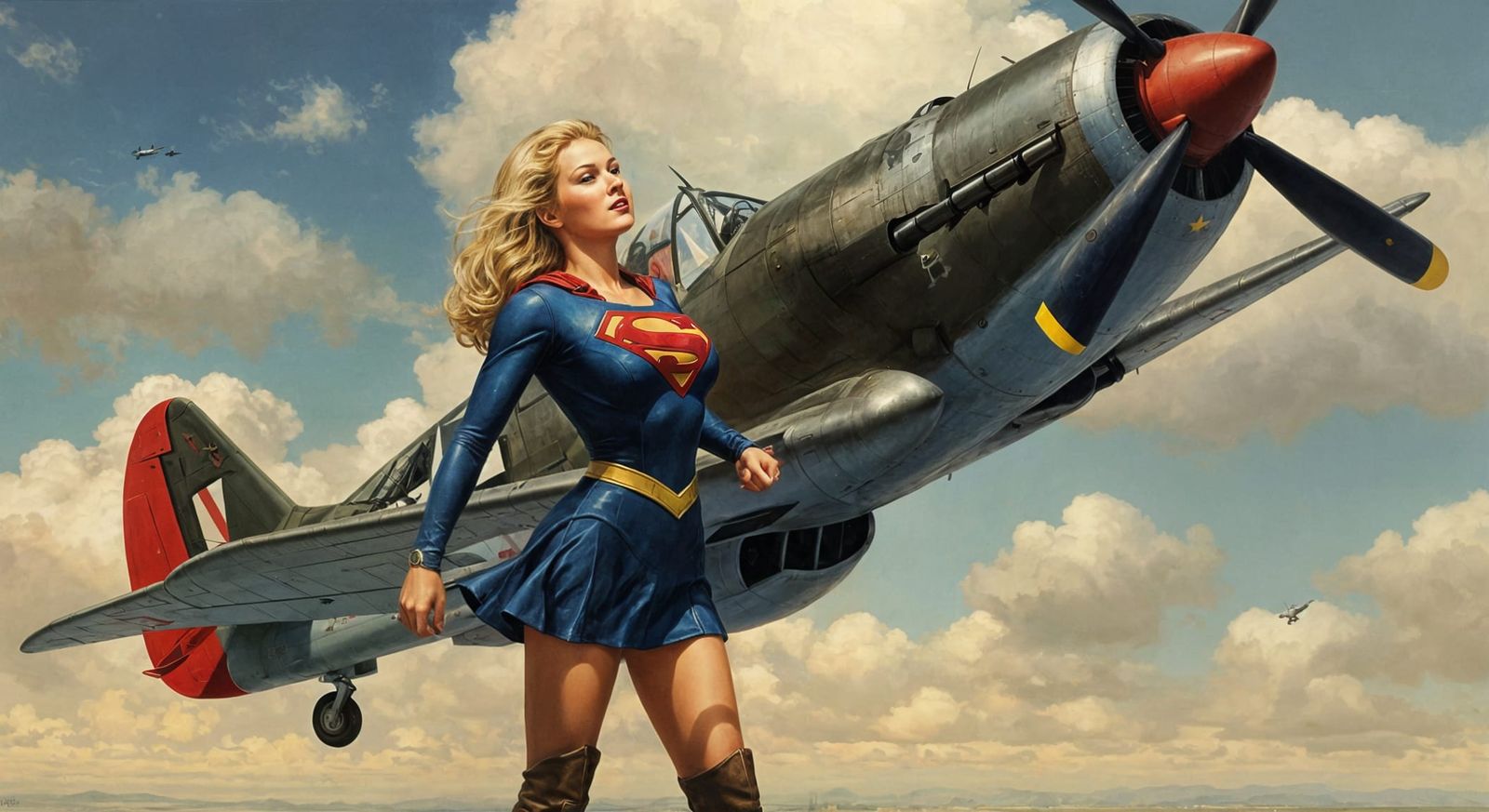 Supergirl as Vintage WWII Pin-Up Art