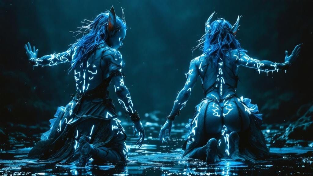 Medieval Blue Pixie in Mystical Studio Setting