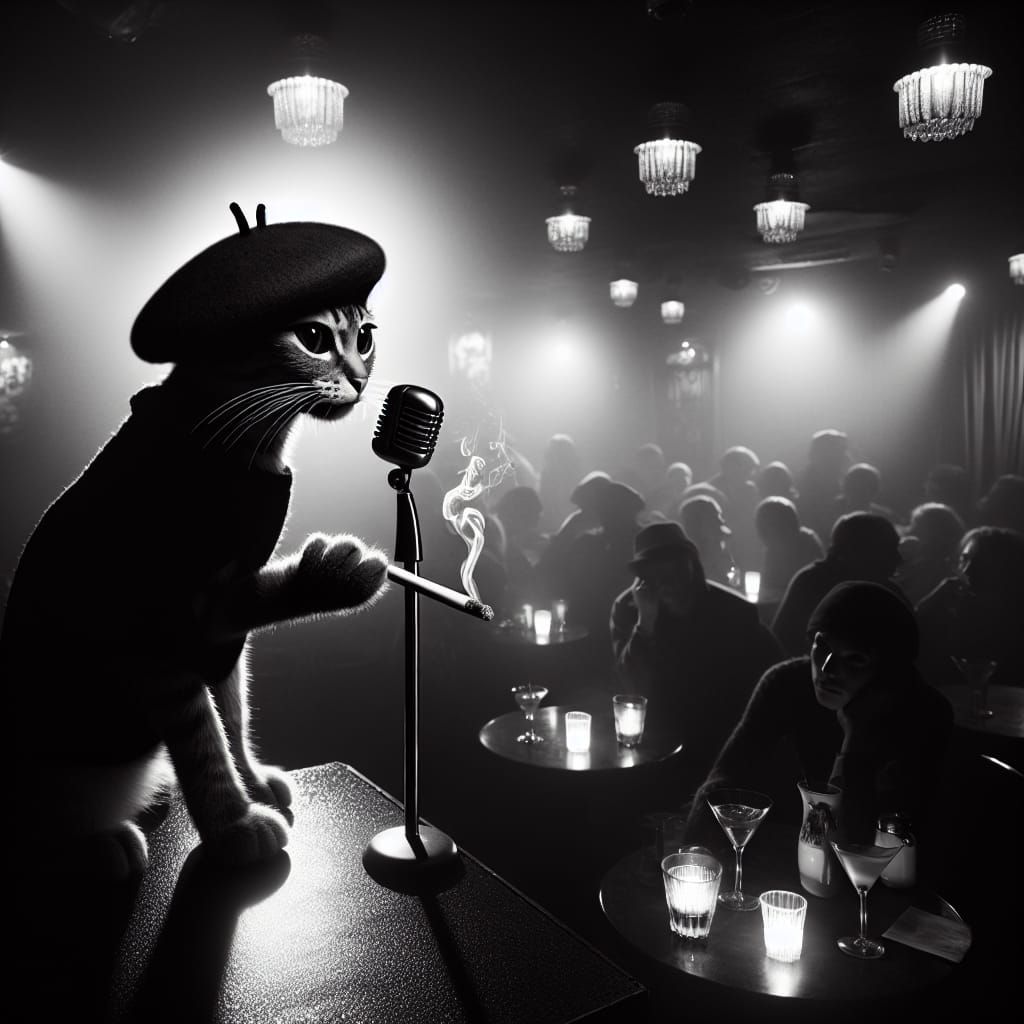 Beatnik Cat Poet in Smoky Nightclub Scene