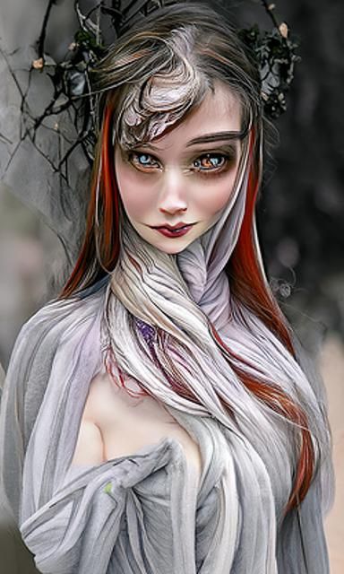 Beautiful Girl in Gothic Watercolor Style