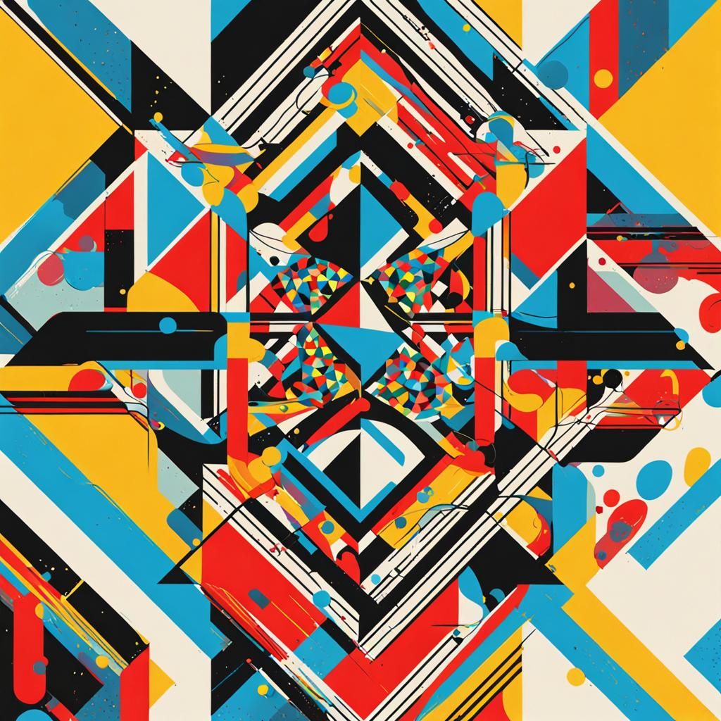 Pop Art Screen Print in Geometric Bauhaus Style