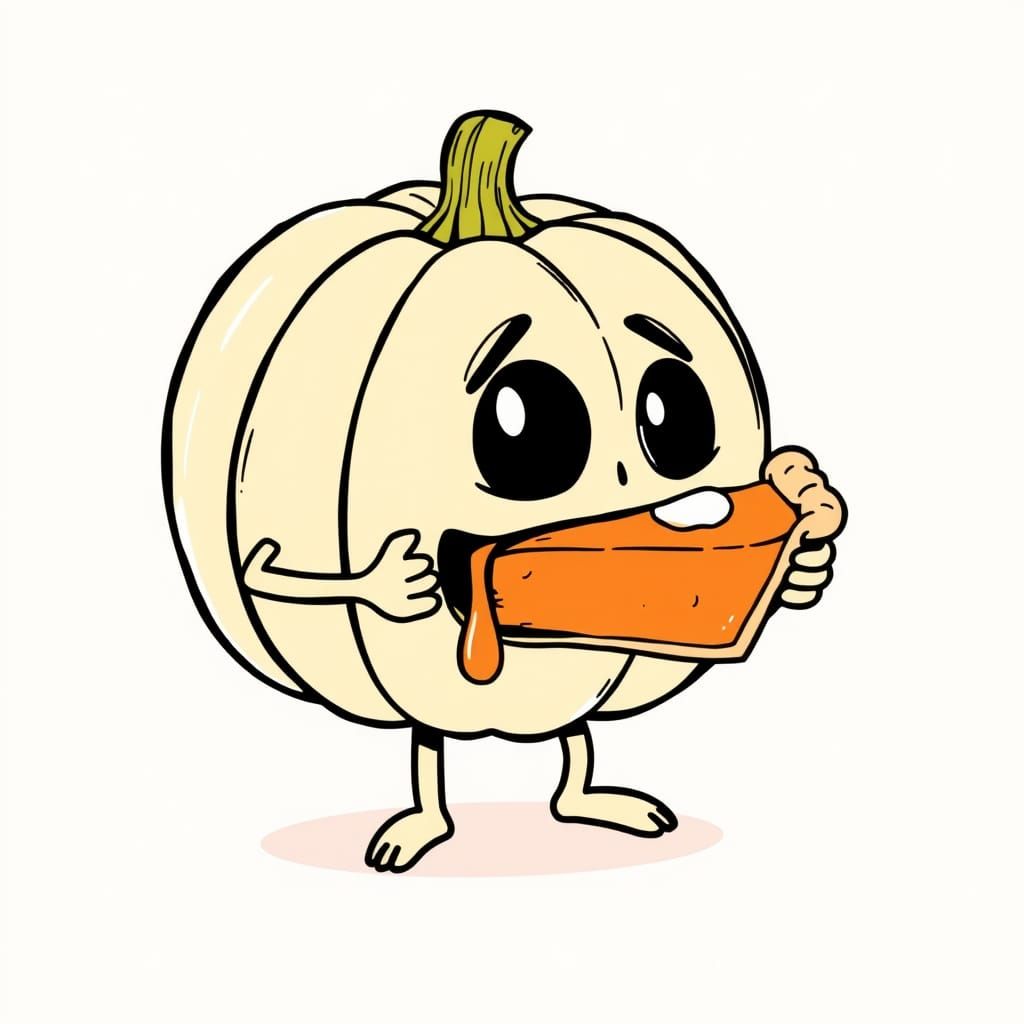 Cartoon Pumpkin Eats Pumpkin Pie