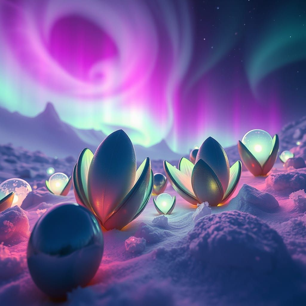 Ethereal Alien Flora Thrives in Celestial Light