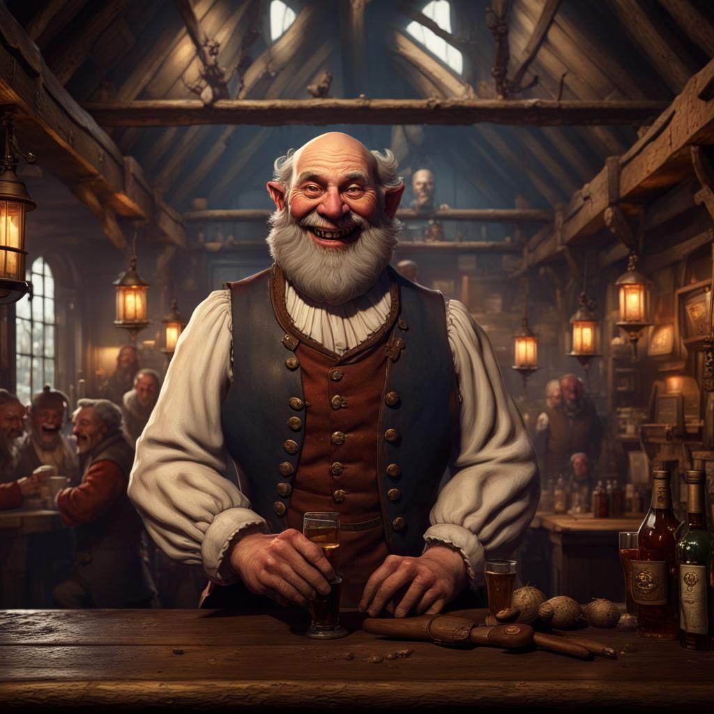 Jolly Tavern Keeper in Detailed Matte Painting