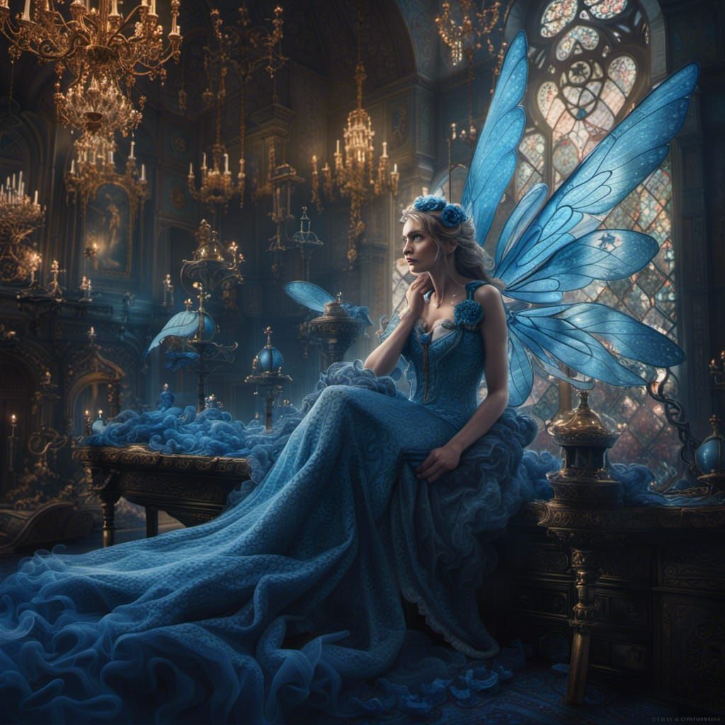 Cinematic Blue Fairy Digital Matte Painting