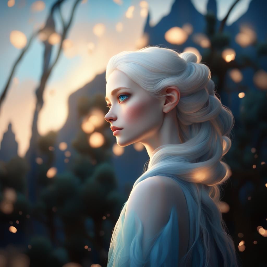 Pixar-Inspired Goddess with Ethereal Beauty and Vibrant Hair