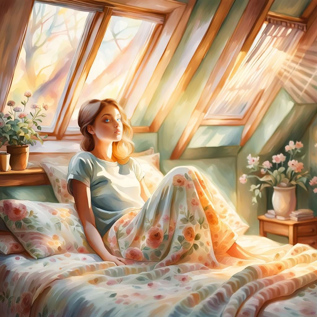 Cozy Morning Awakening as Impressionist Watercolor