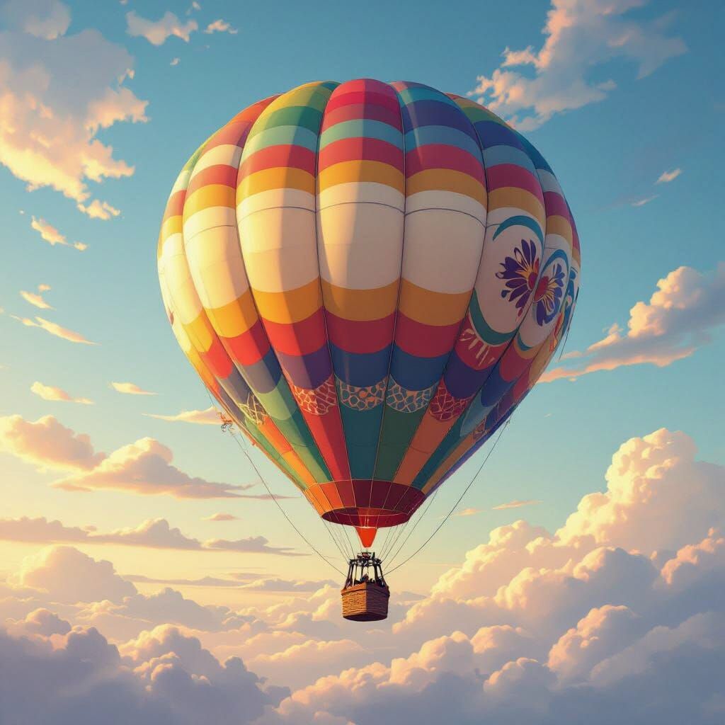 Colorful Hot Air Balloon in Animated Style