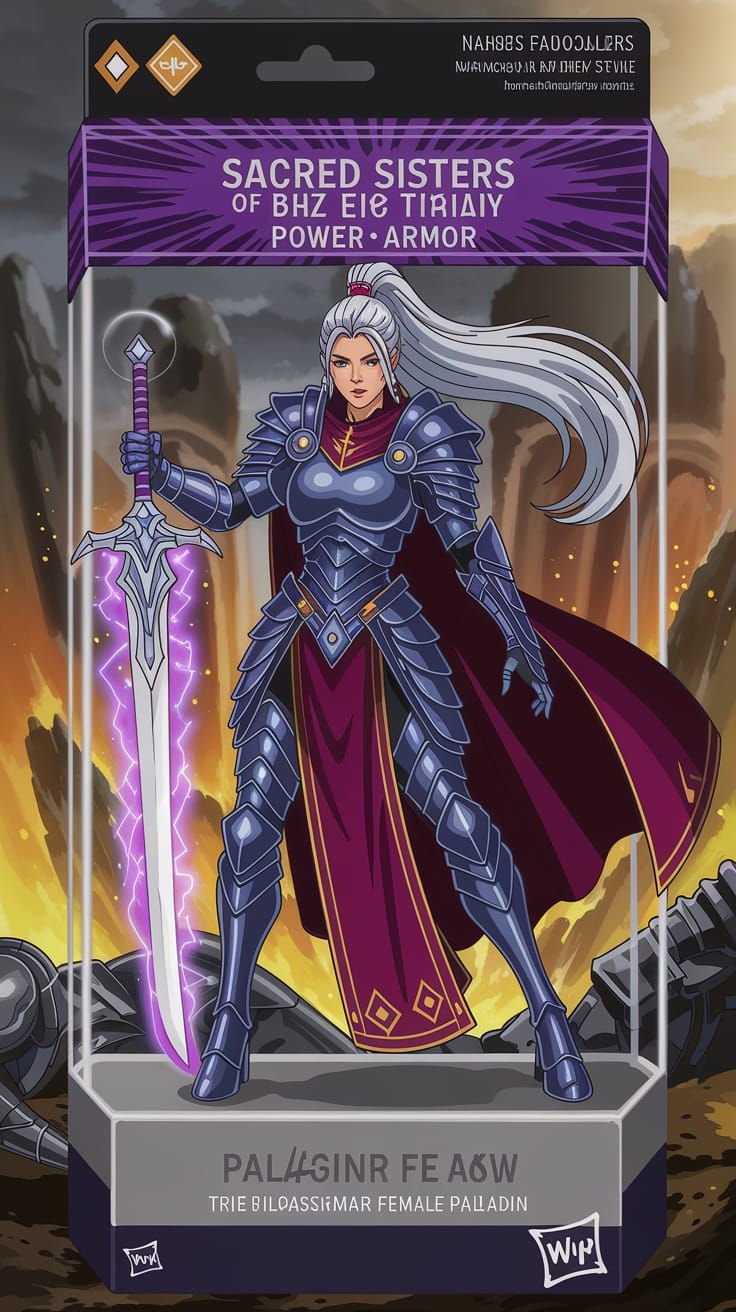 Regal Aasimar Paladin Heroine in Power Armor