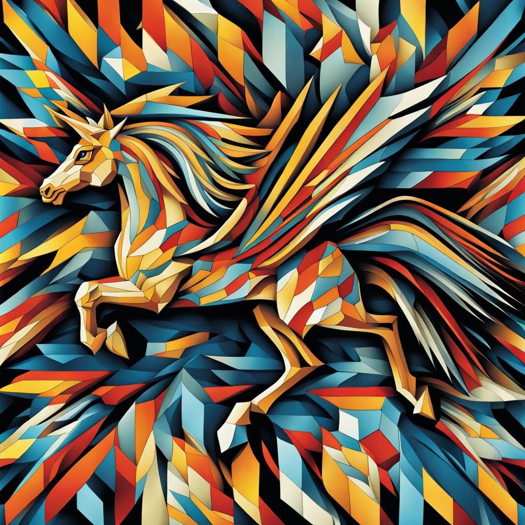 Pegasus in Tessellation Cubist Vector Art