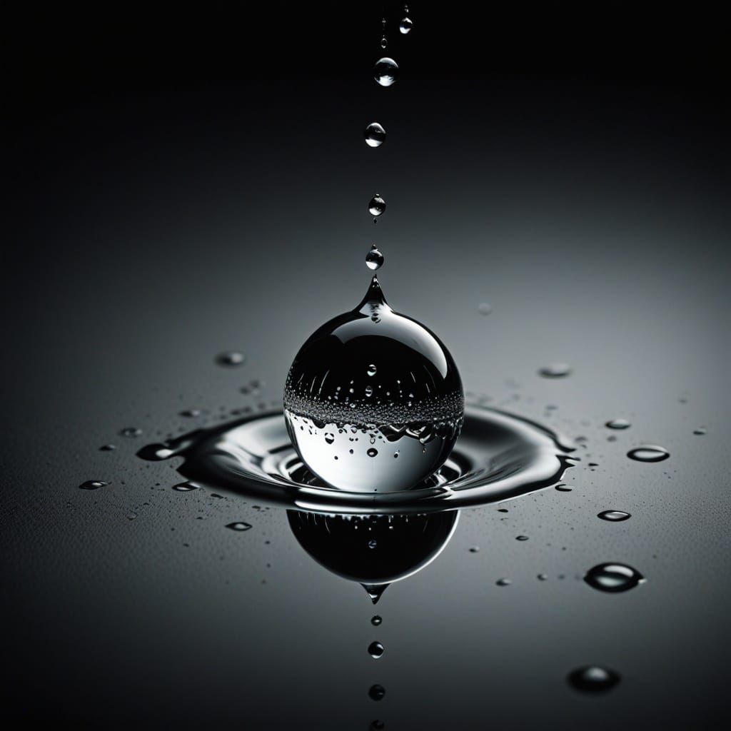 Ethereal Water Droplet Suspended in the Void