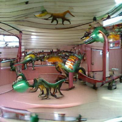 Colorful Dinosaur Carousel in Fantasy Style