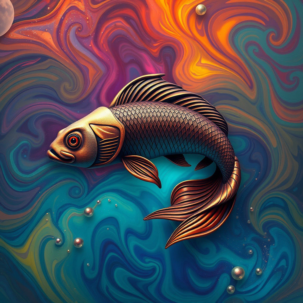 Pisces Zodiac Sign in Fantasy Concept Art Style