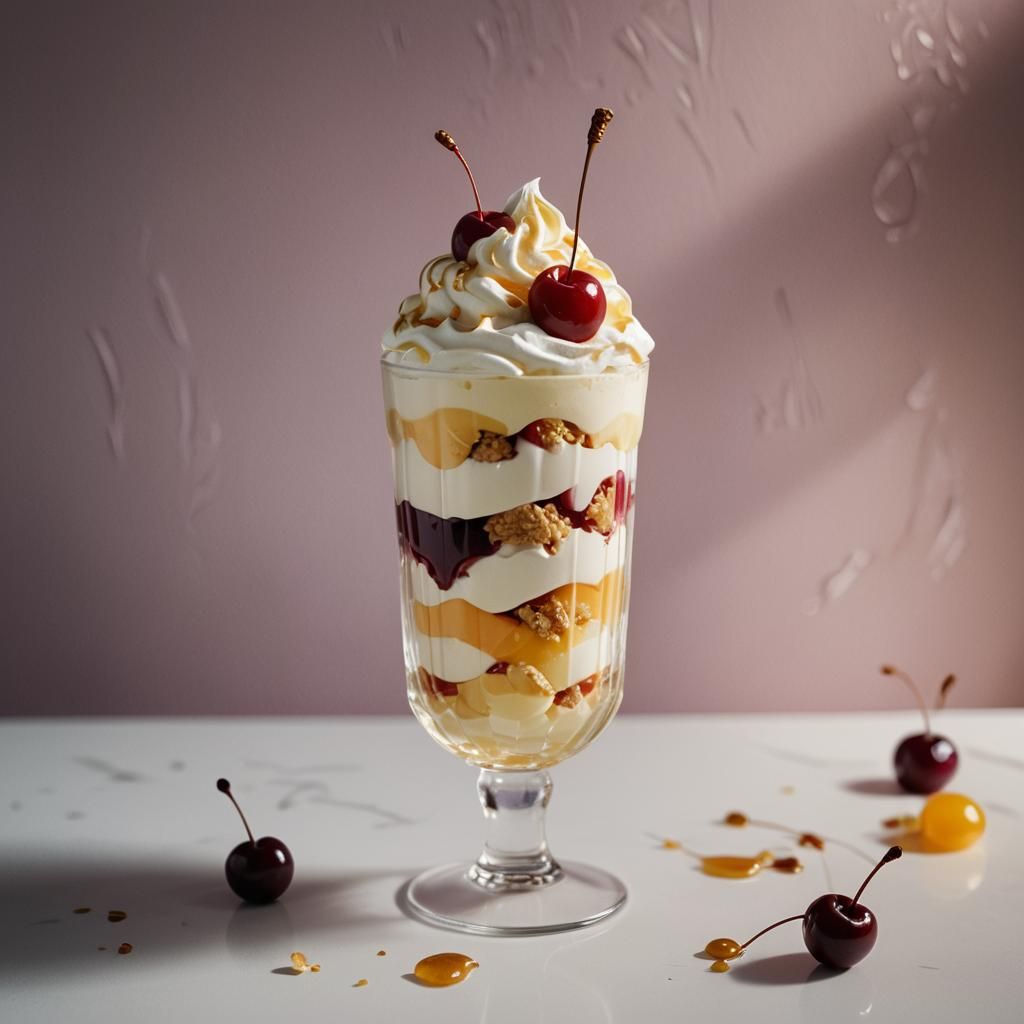 Cinematic Close-Up of Japanese Fruit Parfait