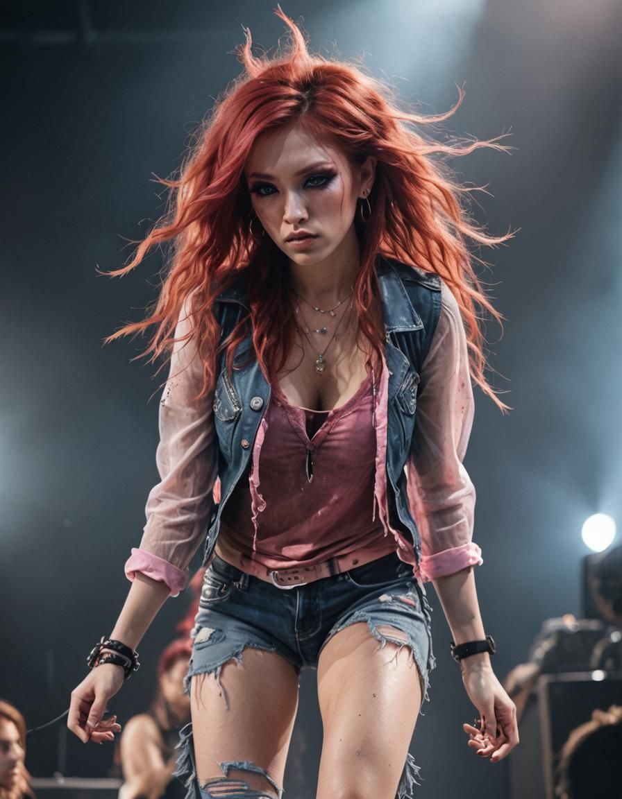 Red Haired Rocker Girl at Concert