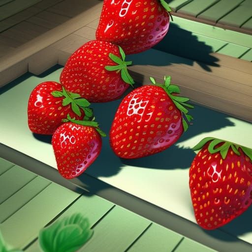 Strawberry Picking Strawberries: Ghibli-Pixar Inspired Art