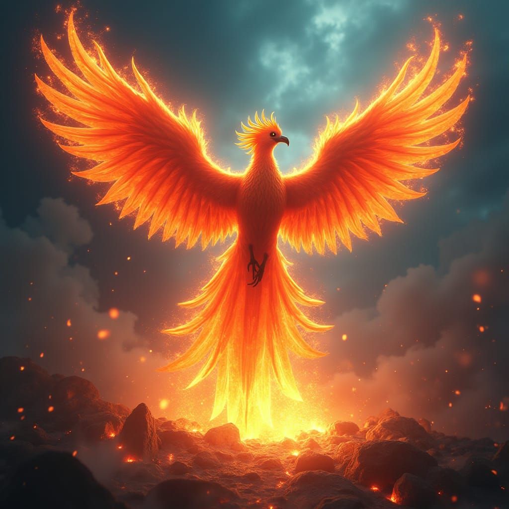 Majestic Phoenix Rising: Fantasy Concept Art