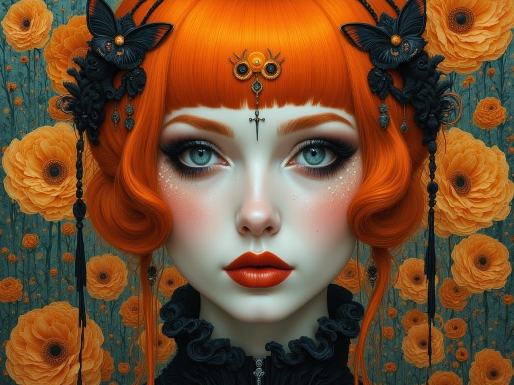 Gothic Woman Portrait in Pop Surrealism Style
