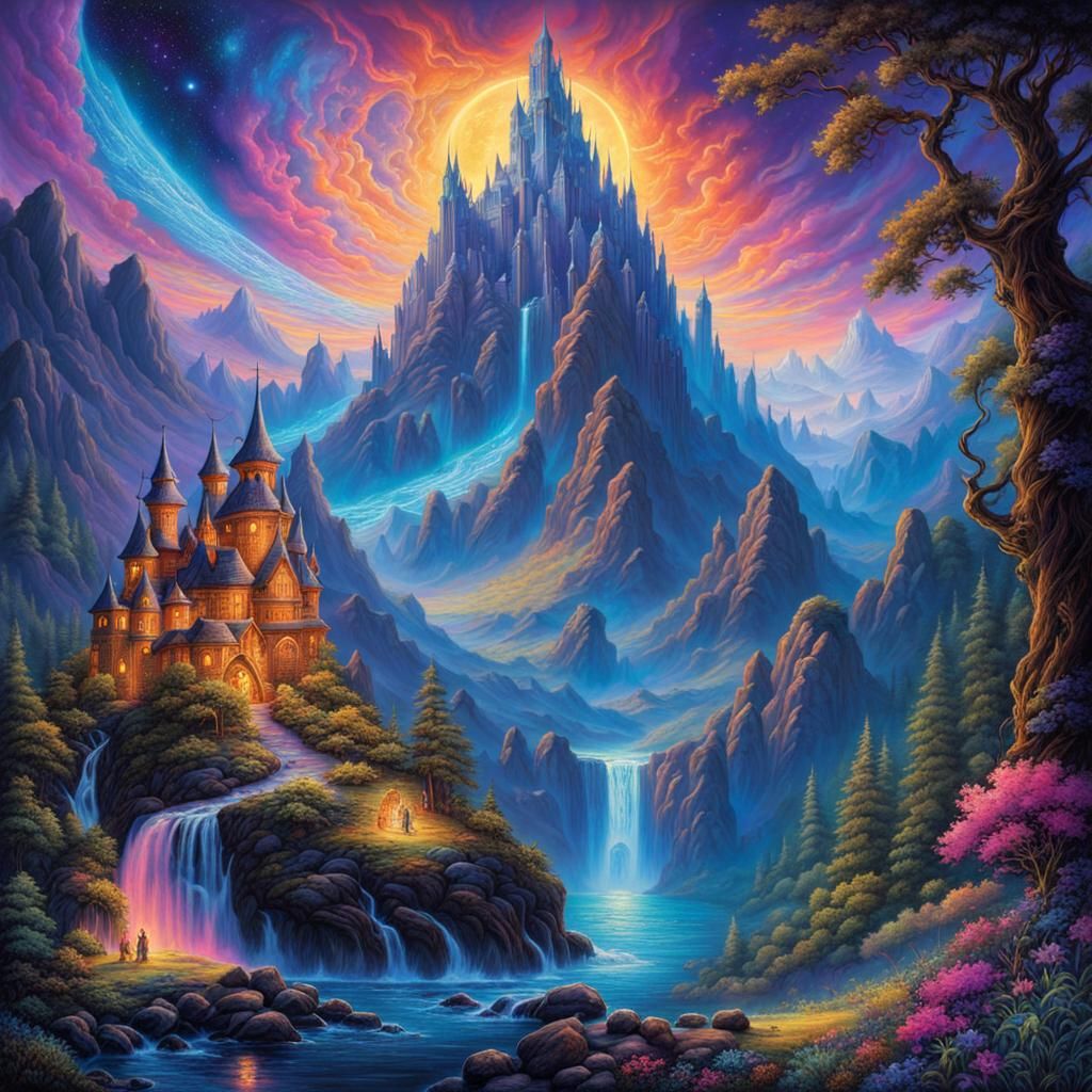 Epic Fantasy Adventure in Black Light Art