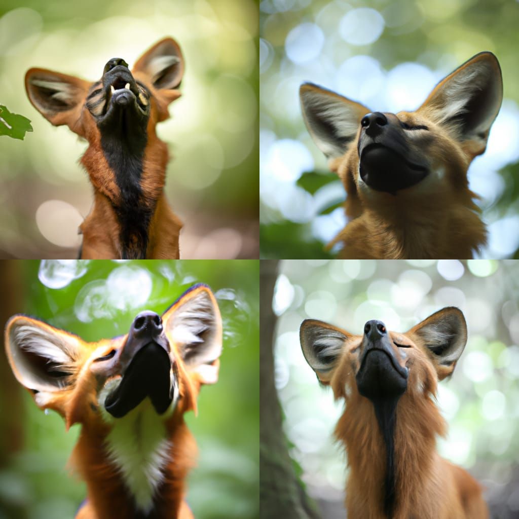 Maned Wolf Portrait in Forest with Bokeh