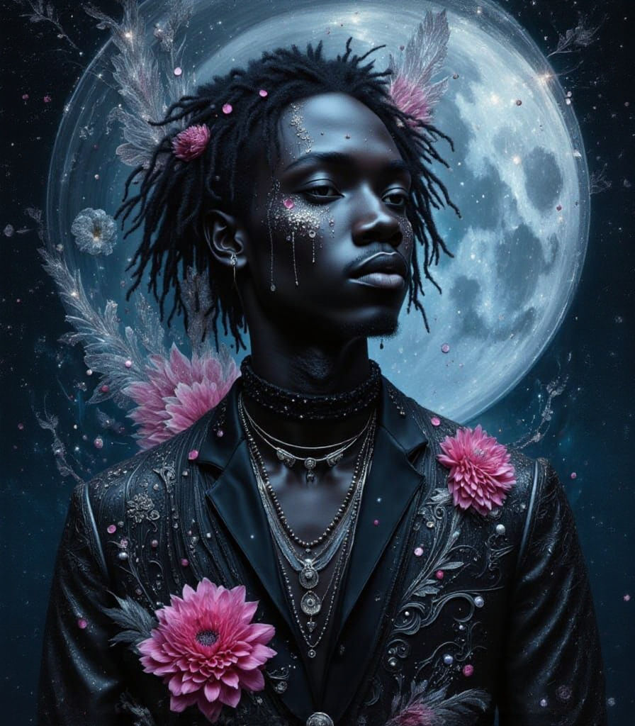 Gothic Fantasy: Black Man in Moonlight, Renaissance Style