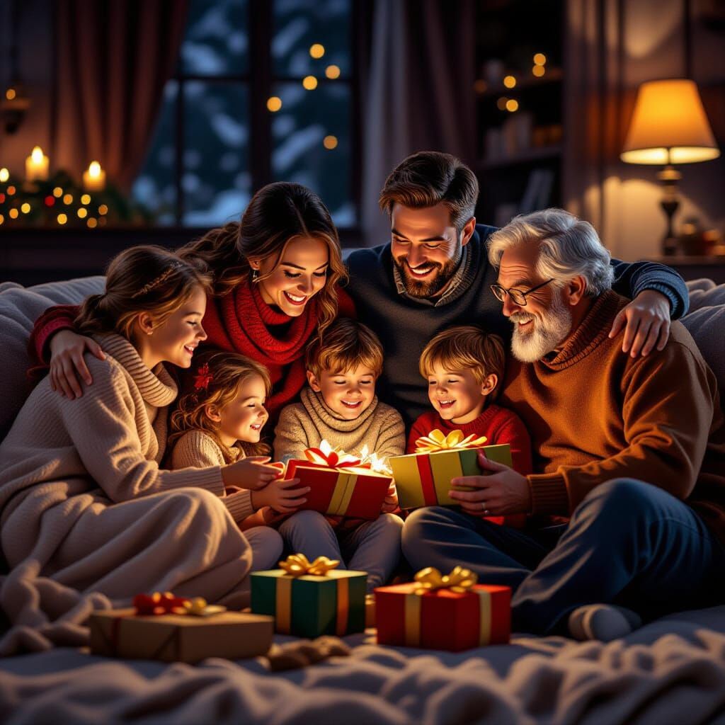 Joyful Family Christmas Morning Gathering