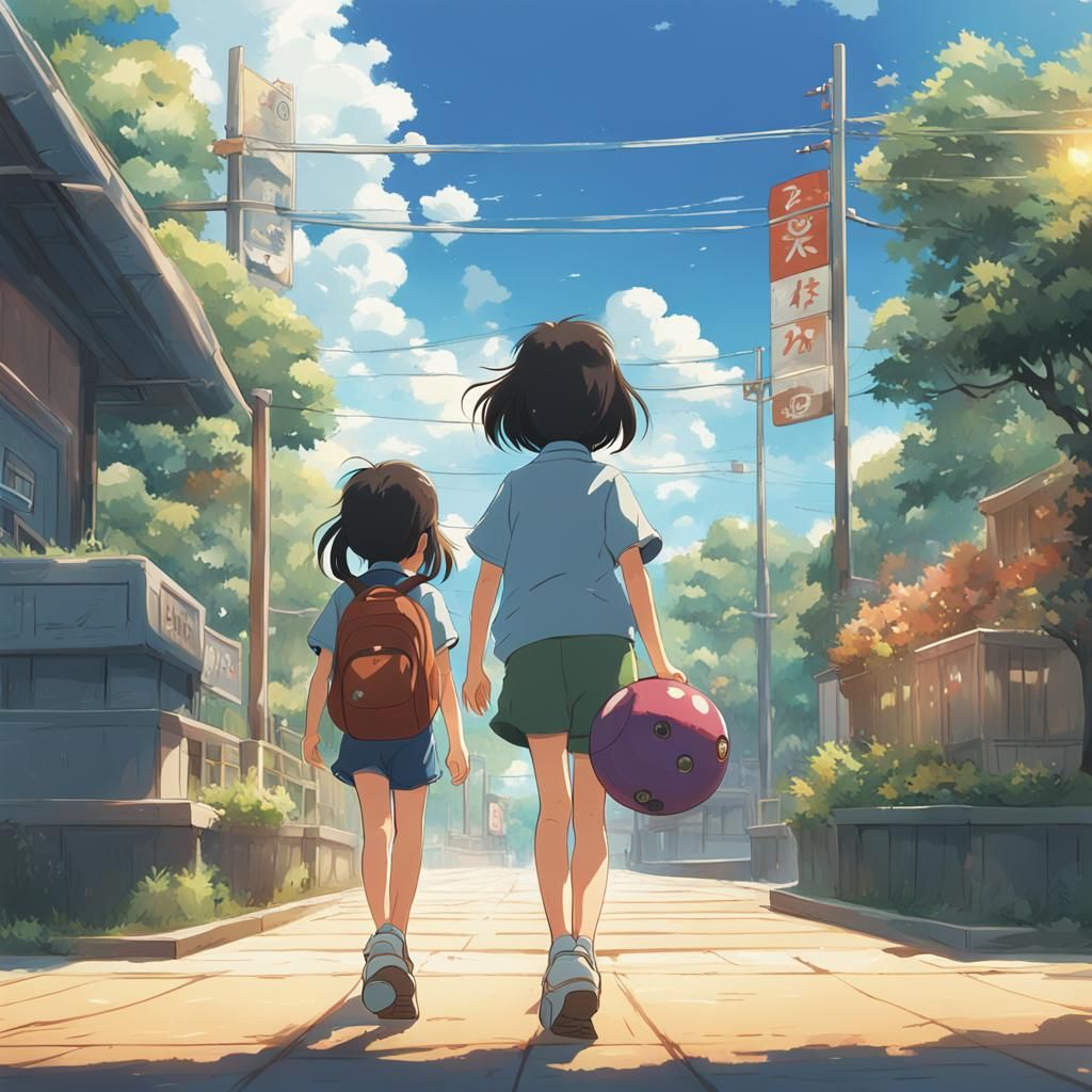 Girl Bowling: Studio Ghibli Anime Key Visual