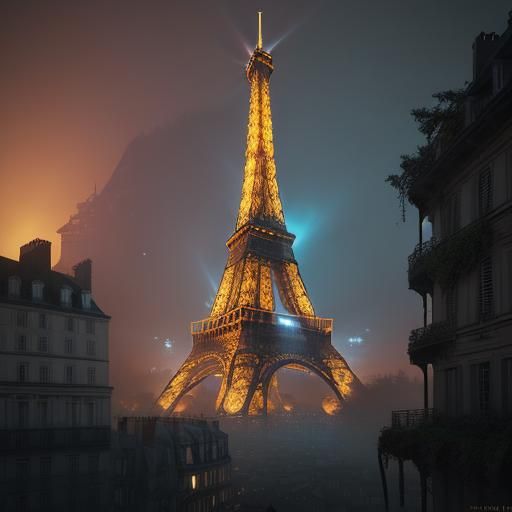 Eiffel Tower Reimagined as Fantasy Concept Art