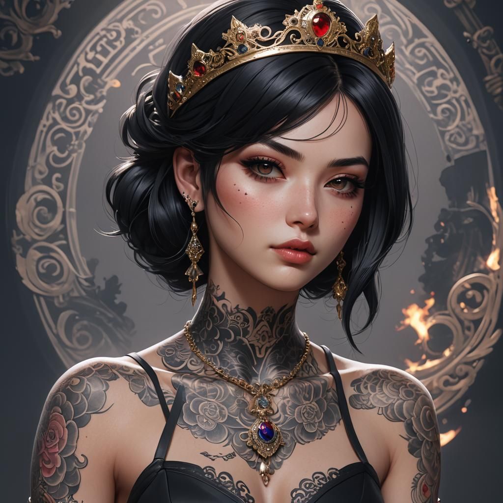 Tattooed Mafia Princess in 3D Anime Art