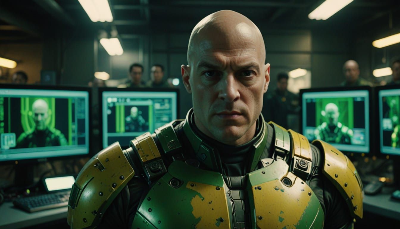 Lex Luthor in Armored Suit Observing Realities