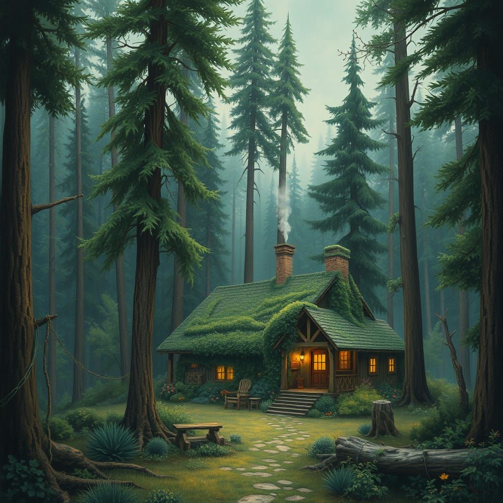 Cozy Earthy Cabin Hidden in a Lush Forest