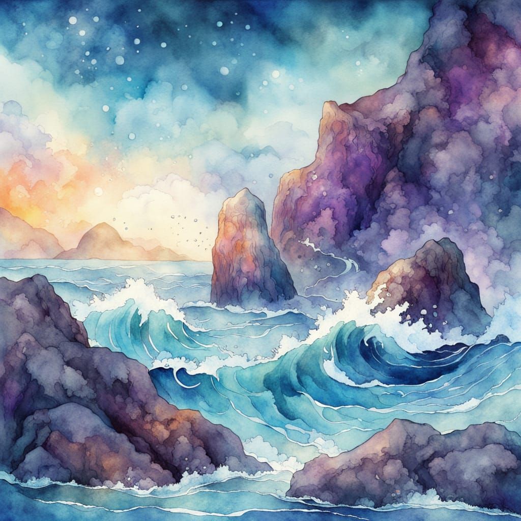 Surreal Watercolor Masterpiece of a Romantic Gentleman Amids...