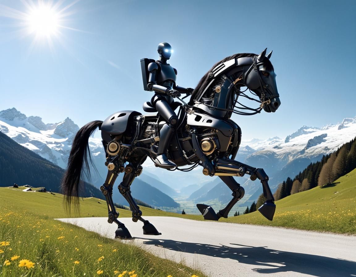 Robot Rider in Post-Apocalyptic Swiss Alps