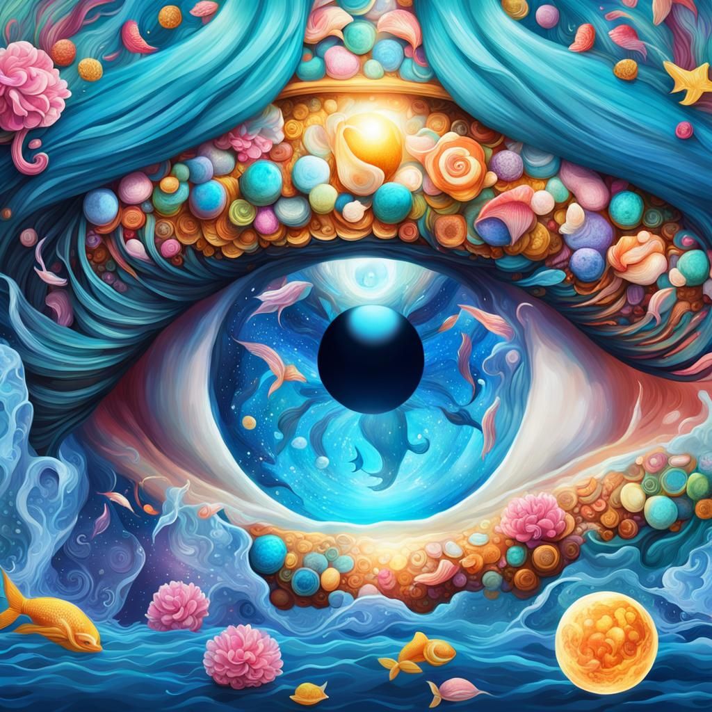 Mermaid's Moon: A Blue Eye Fantasy in Candy Art
