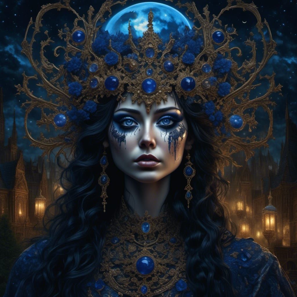 Moon Goddess Drawing Down Lunar Energy in Graffiti Art