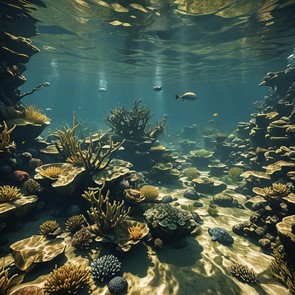Underwater Scene with 3D Shading and Depth