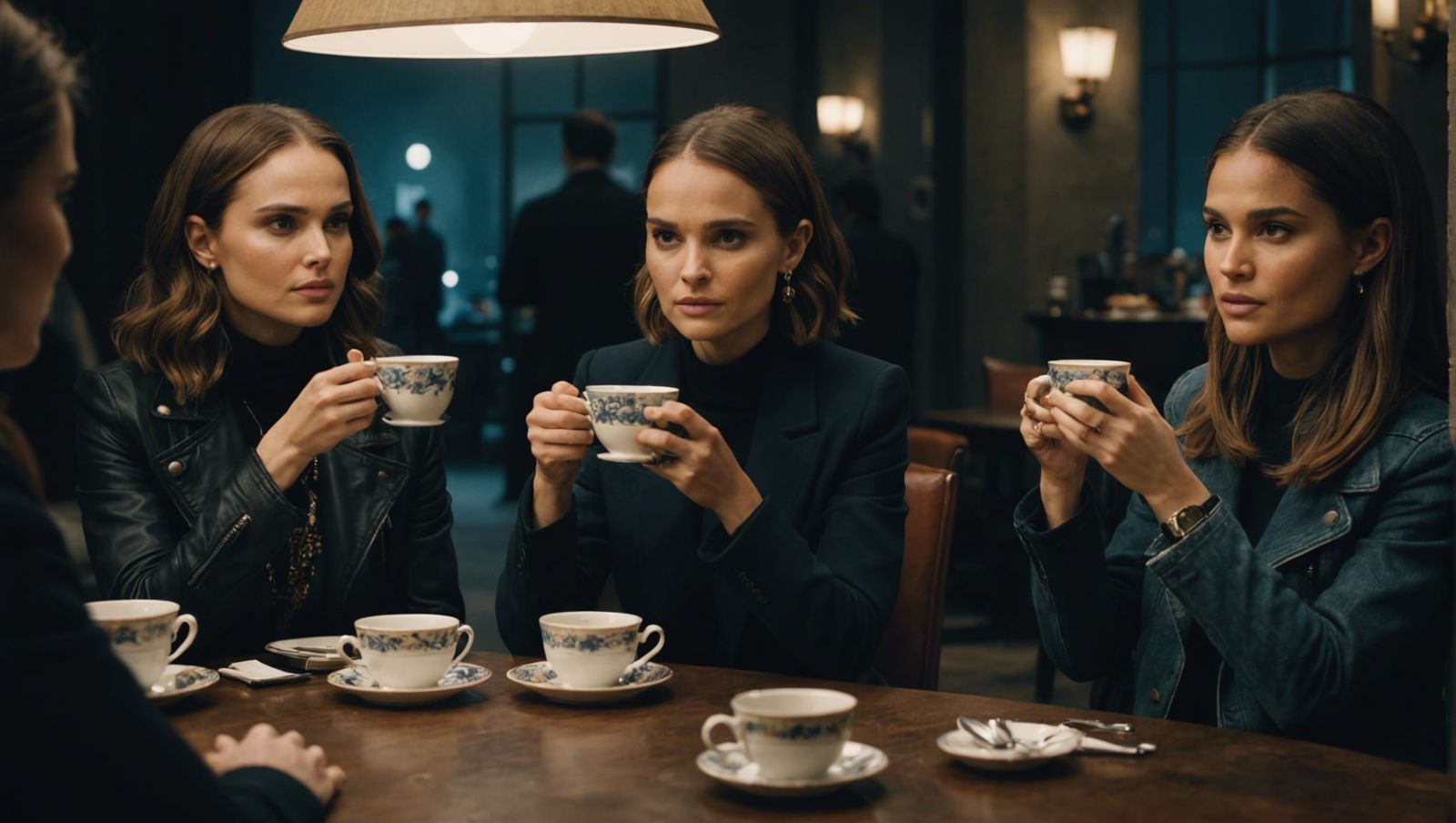 Actresses Drinking Tea: Cinematic Film Still