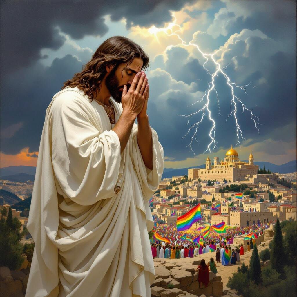 Jesus Overlooks Jerusalem Pride in Classical Style