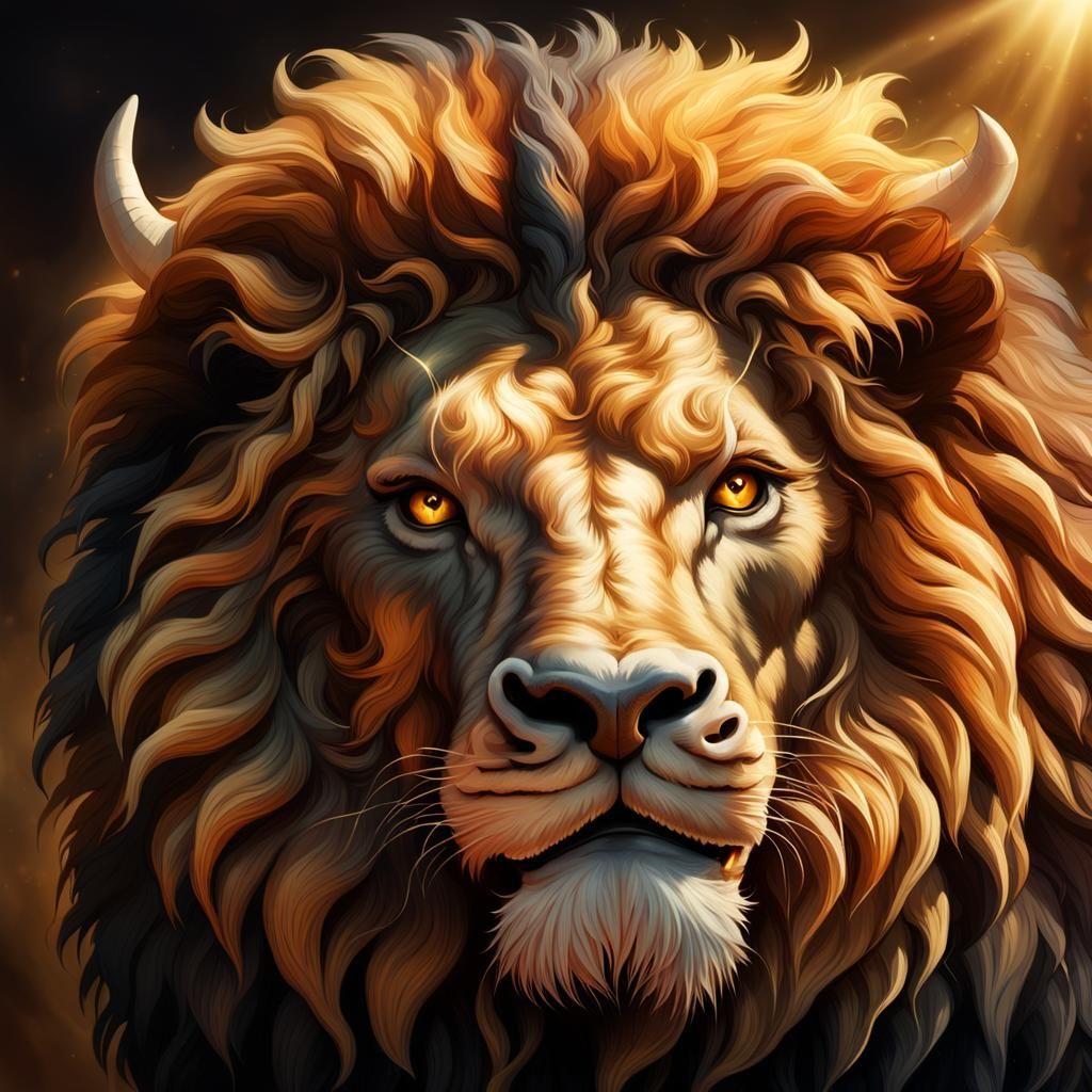 Regal Bull with Fierce Lion's Head