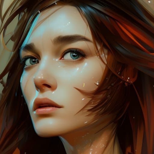 Detailed Portrait of Angela in Art Nouveau Style