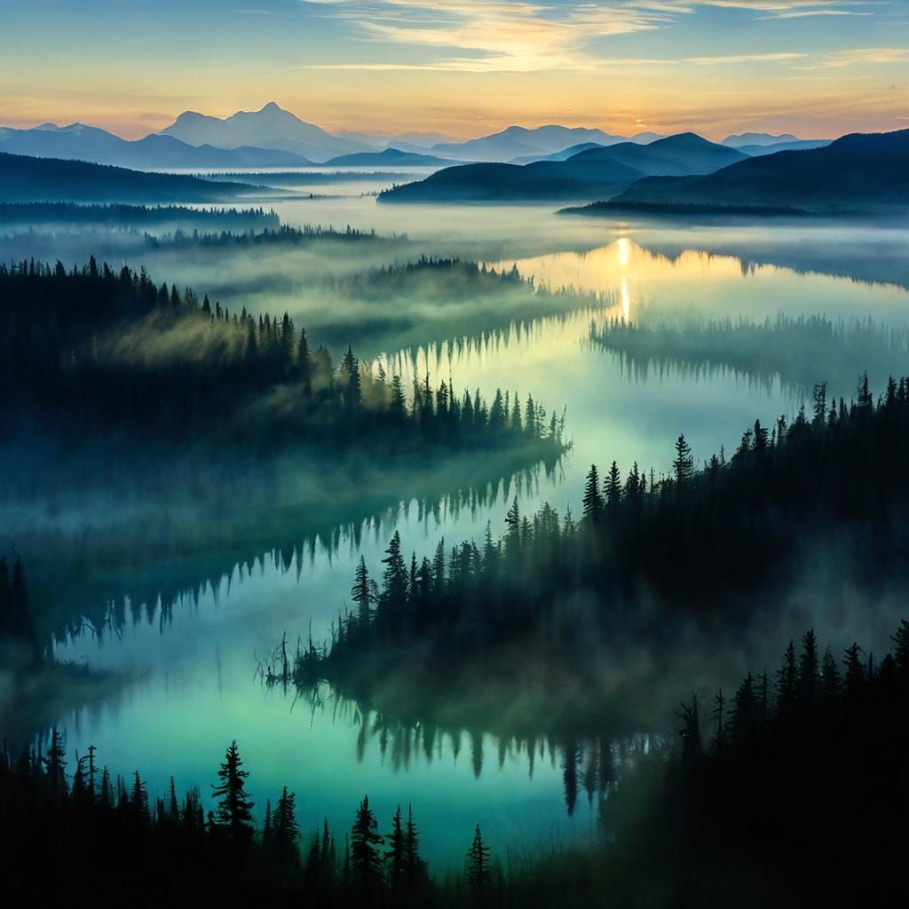 Aerial view of lake in Kootenay Plains Ecological Reserve, C...