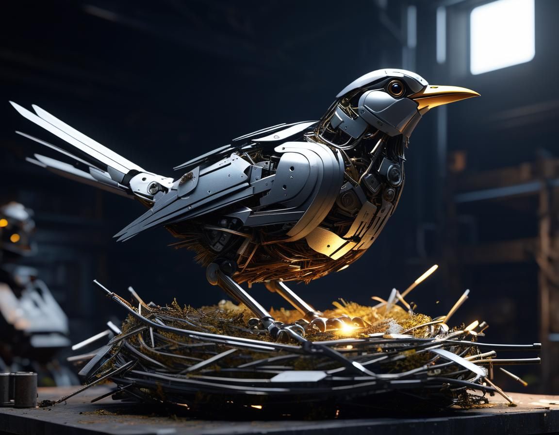 Robotic Bird Builds Scrap Metal Nest in 3D
