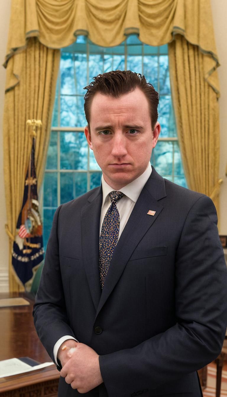 Charismatic President Portrait in Oval Office, Photorealisti...