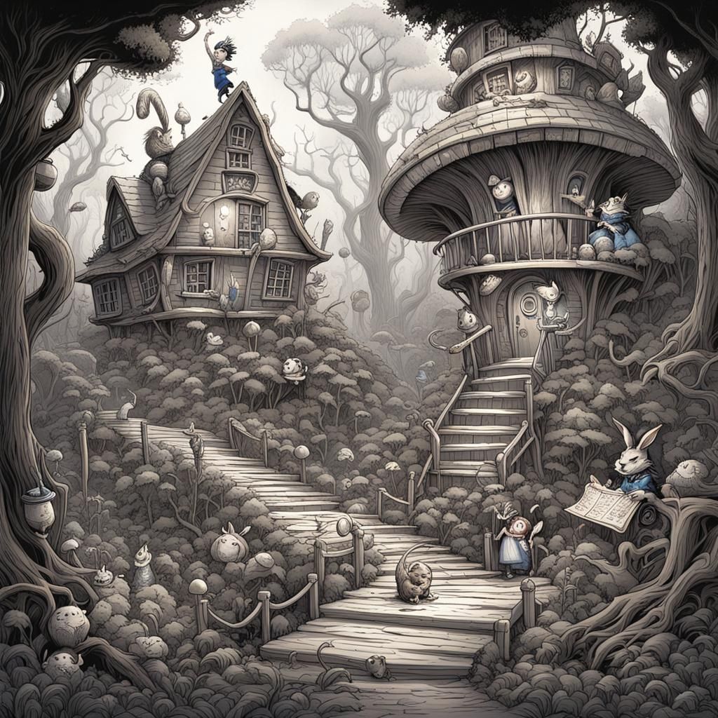 Alice in Wonderland Dark Fantasy Comic Art