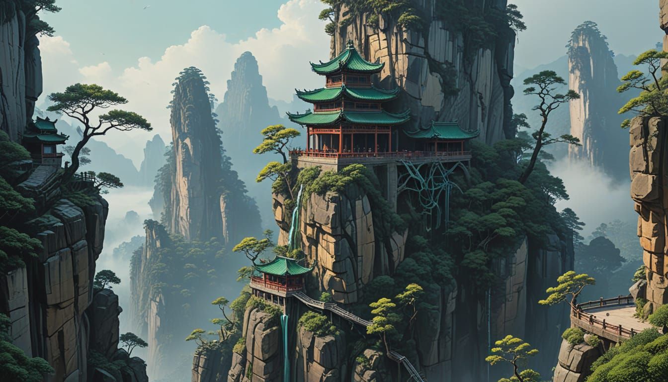 Panoramic Zhangjiajie Temple Balcony