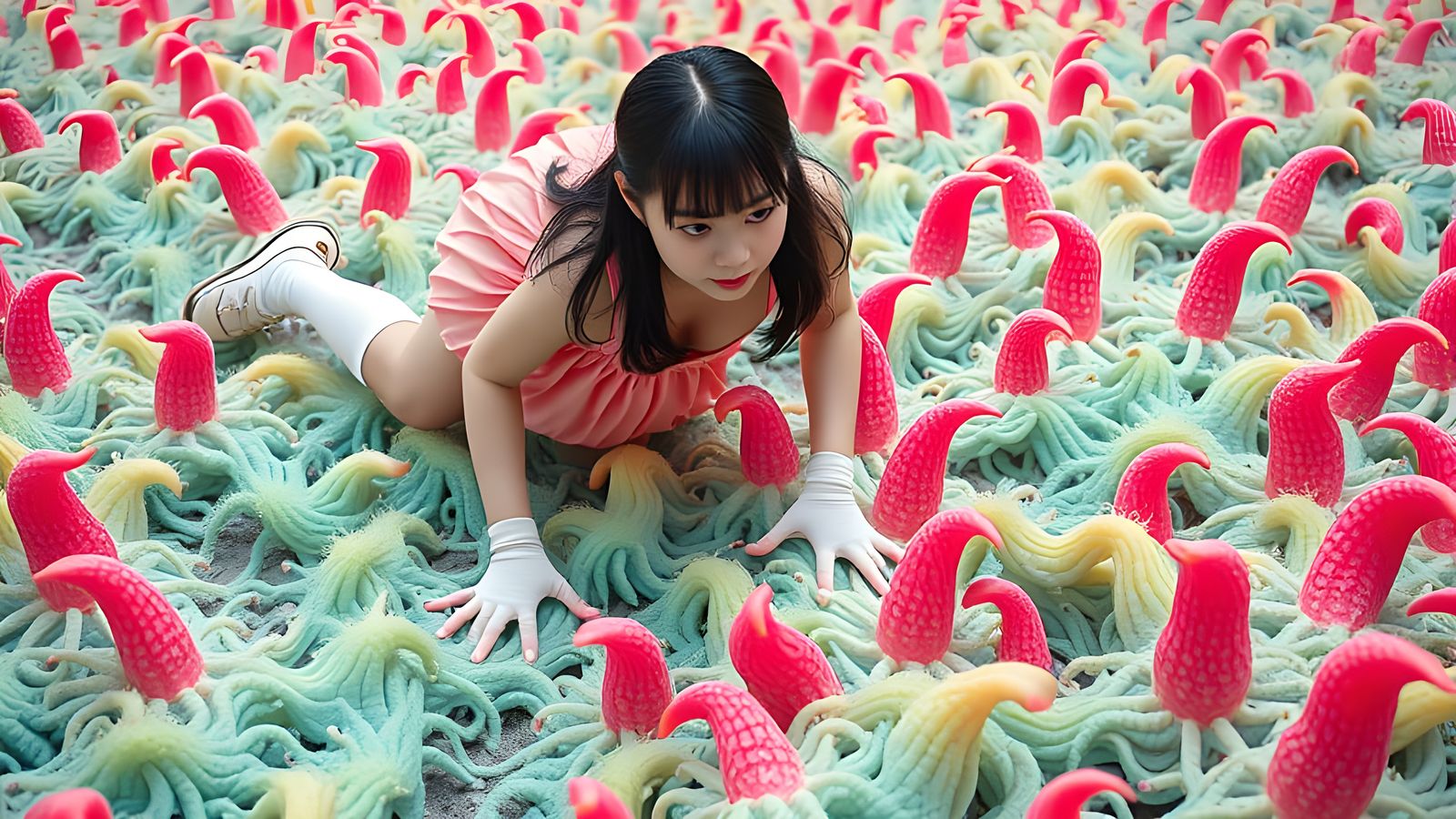 Surreal Kawaii Dream Scene with Japanese Influences