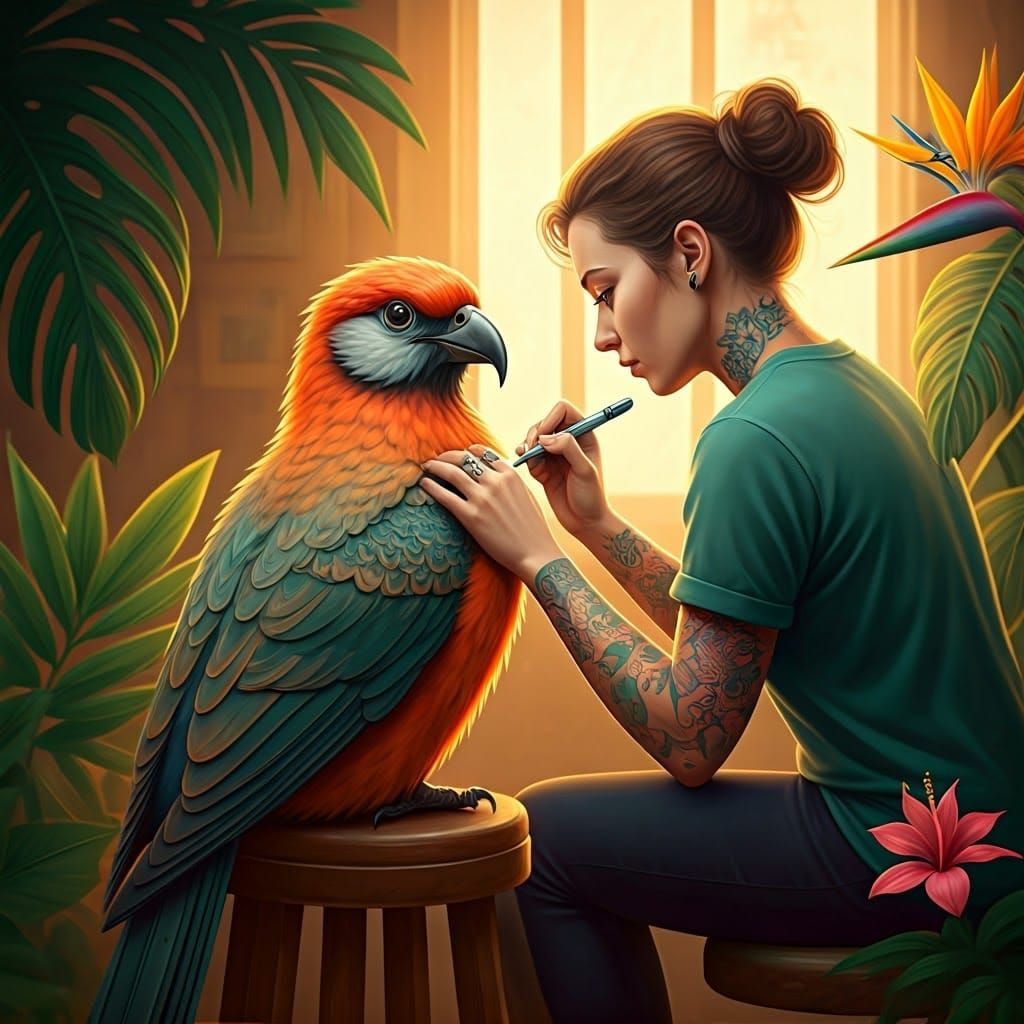 Bird Tattoo Art in Dreamy Style